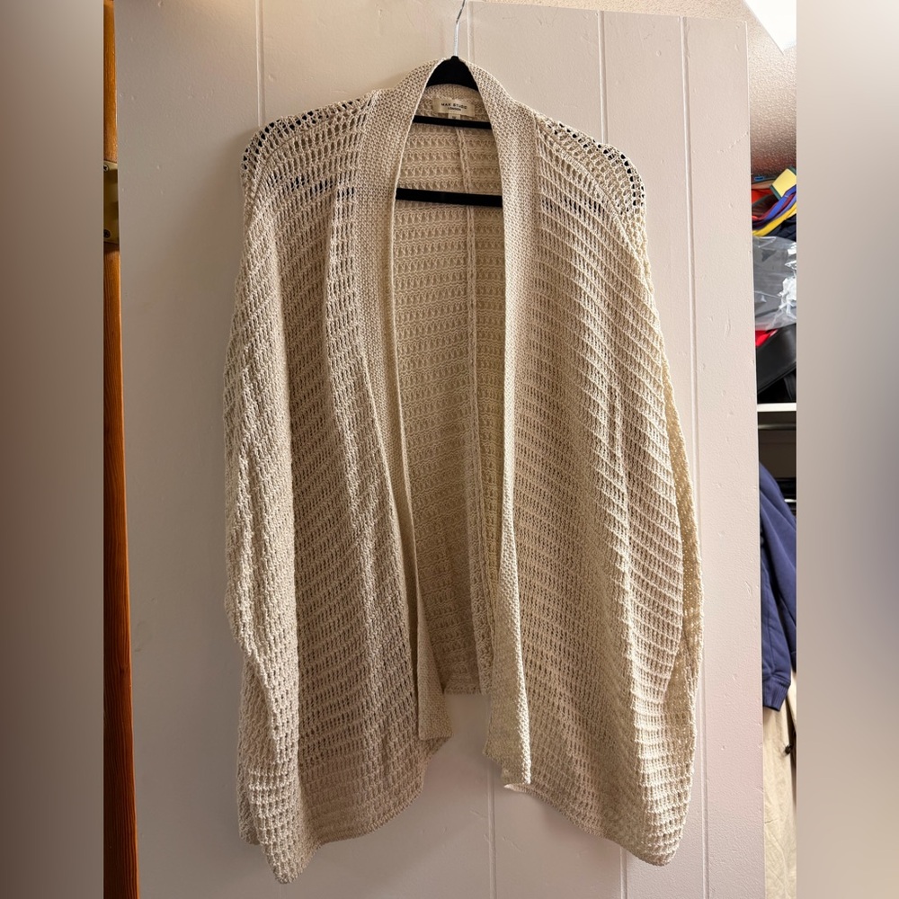 Max Studio Cream Knit Cap Sleeve Cardigan